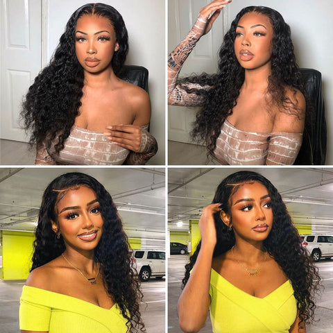 U Part Human Hair Wigs Loose Deep