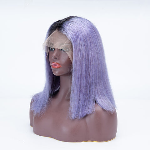 1B Lilac Color Bob Straight Hair Lace Frontal Wigs