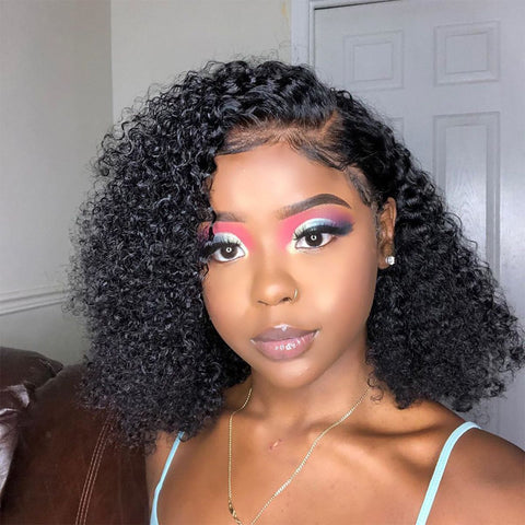 Kinky Curly 4×4 Lace Closure Short Wigs