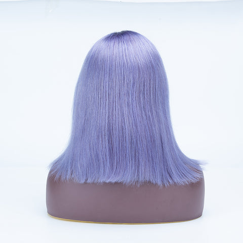 1B Lilac Color Bob Straight Hair Lace Frontal Wigs