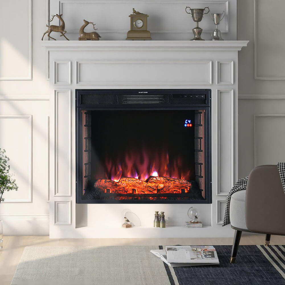 Electric Digital 7Flame LED Fireplace Wall Inset Fire Heater Stove w/Remote Wifi