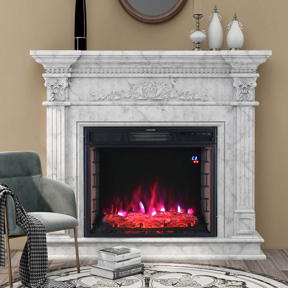 Electric Digital 7Flame LED Fireplace Wall Inset Fire Heater Stove w/Remote Wifi