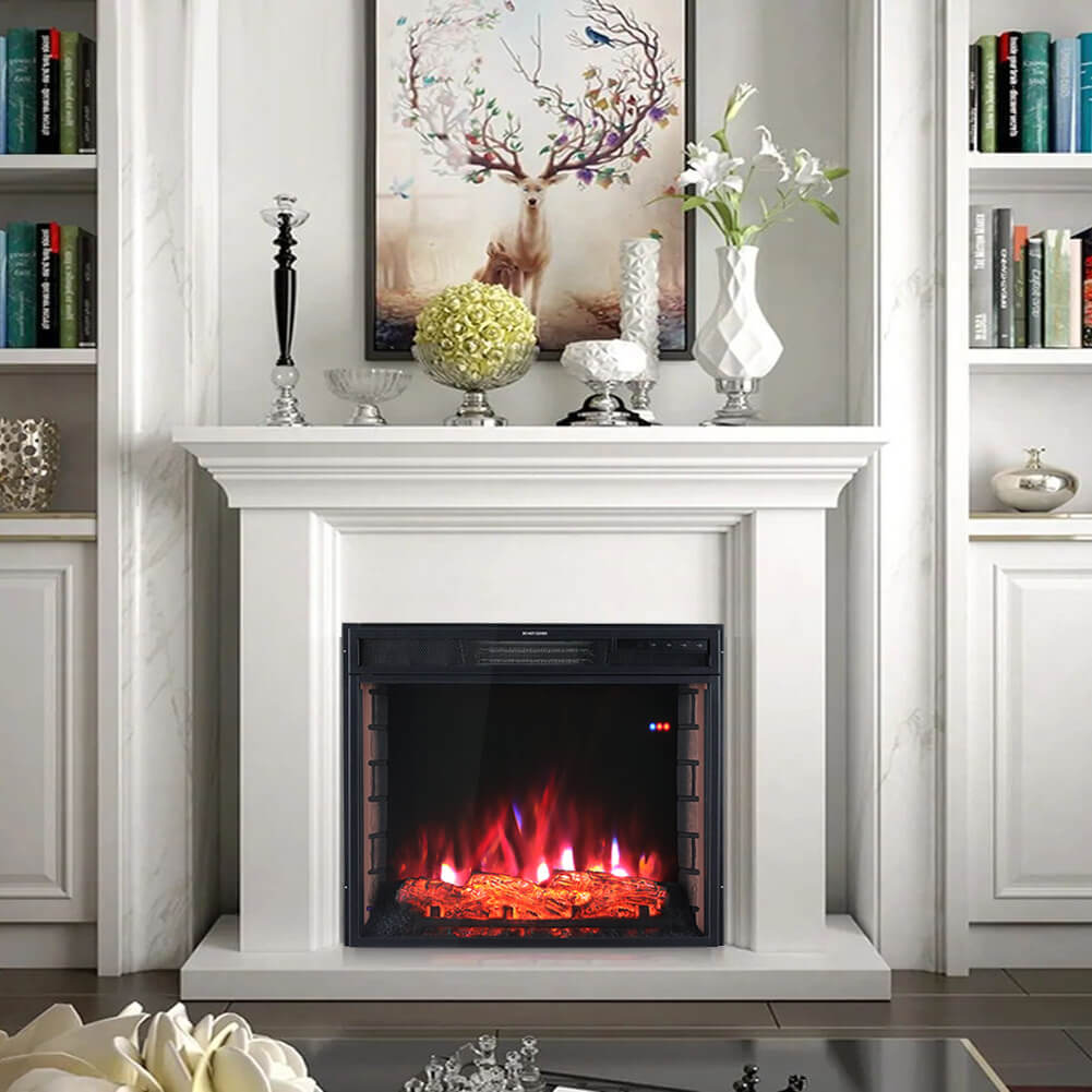 Electric Digital 7Flame LED Fireplace Wall Inset Fire Heater Stove w/Remote Wifi