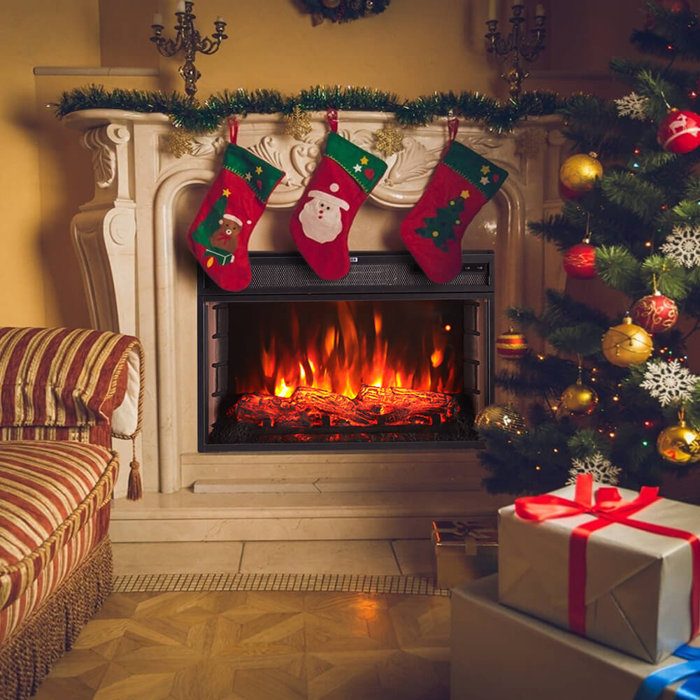 Inset Electric Fire Fireplace Living Room Wall Mounted Heater LED Flame w/Remote Wifi