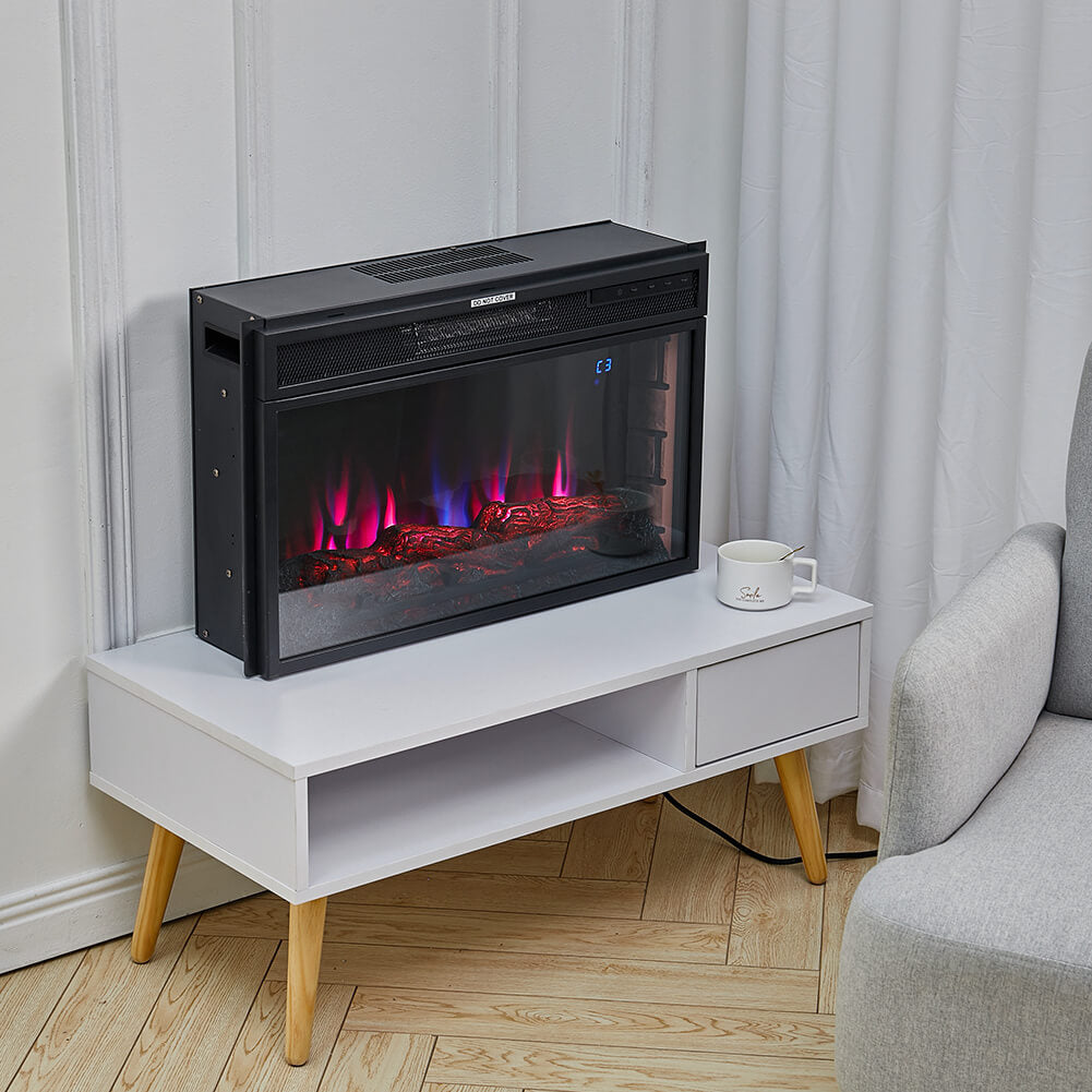 Inset Electric Fire Fireplace Living Room Wall Mounted Heater LED Flame w/Remote Wifi