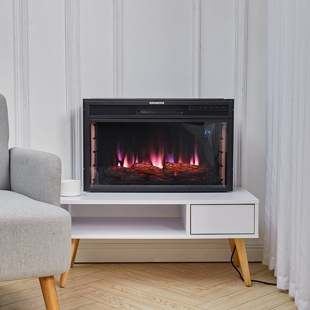 Inset Electric Fire Fireplace Living Room Wall Mounted Heater LED Flame w/Remote Wifi
