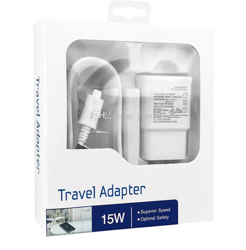 2in1 15W Fast Adapter with 3ft/6ft  Micro USB Cable (White Packaging)