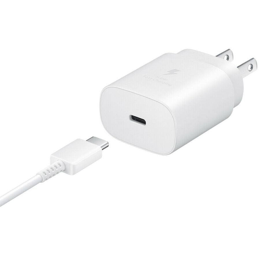 Combo Chargers - 2 in 1 Type-C 25W Super Fast Charging Adapter w/ Type-C to Type-C Cable 3ft / 1m (White Box)