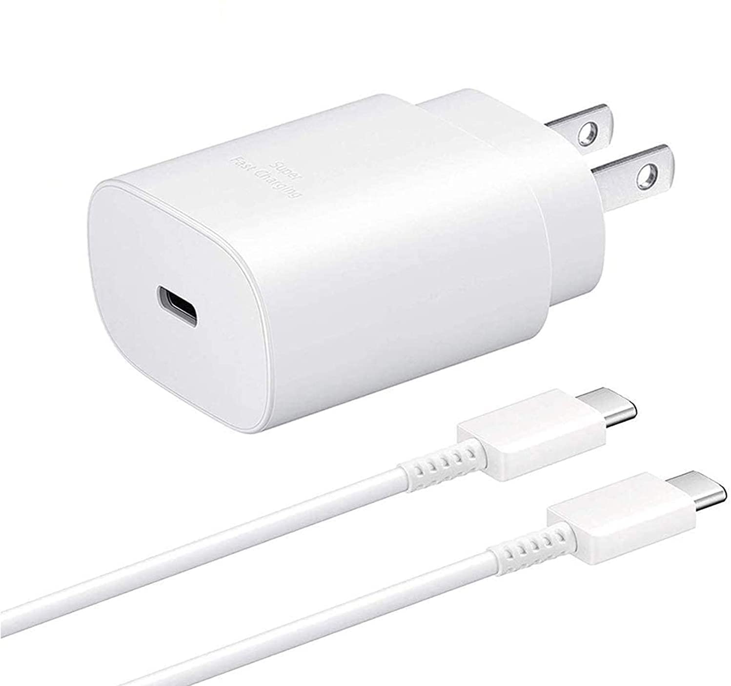 Combo Chargers - 2 in 1 Type-C 25W Super Fast Charging Adapter w/ Type-C to Type-C Cable 3ft / 1m (White Box)