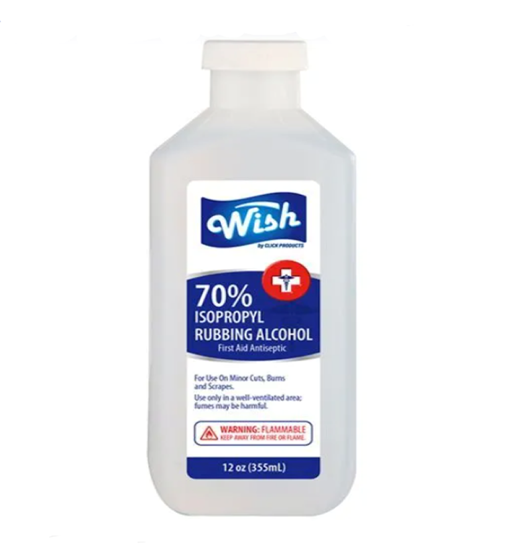 Wish 70% Isopropyl Rubbing Alcohol (12 oz.) (24pcs/ pack) (Unit Price - $2.50)