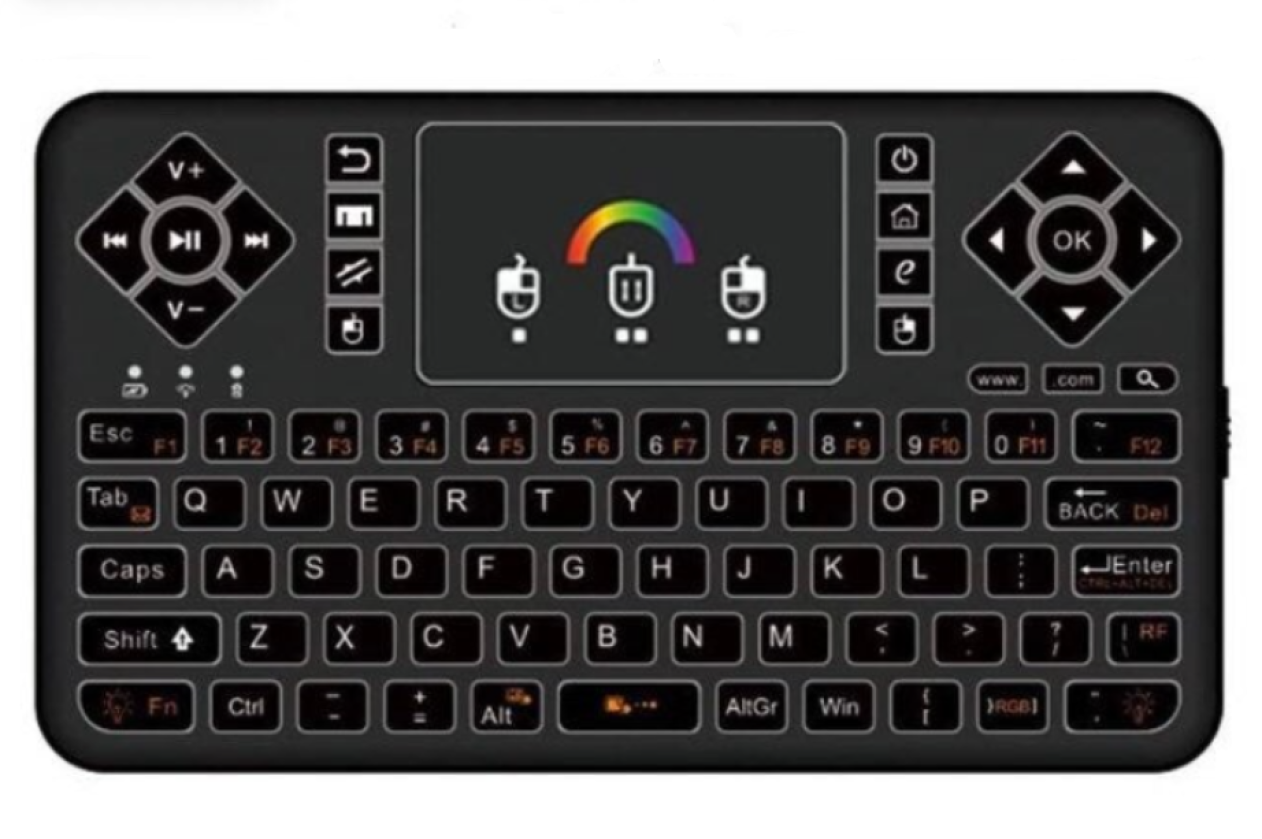 Mini Wireless Keyboard with Touchpad- Q9 (Backlit LED)