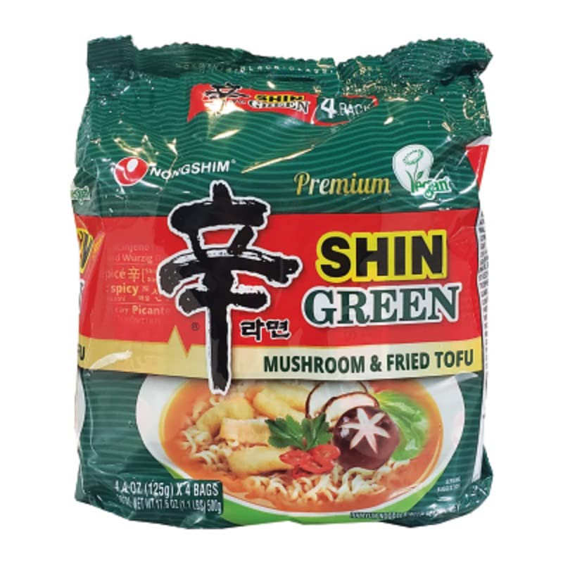 Nongshim Shin Ramyun Green Mushroom&Fried Tofu, 4.4 Ounce, Pack of 4