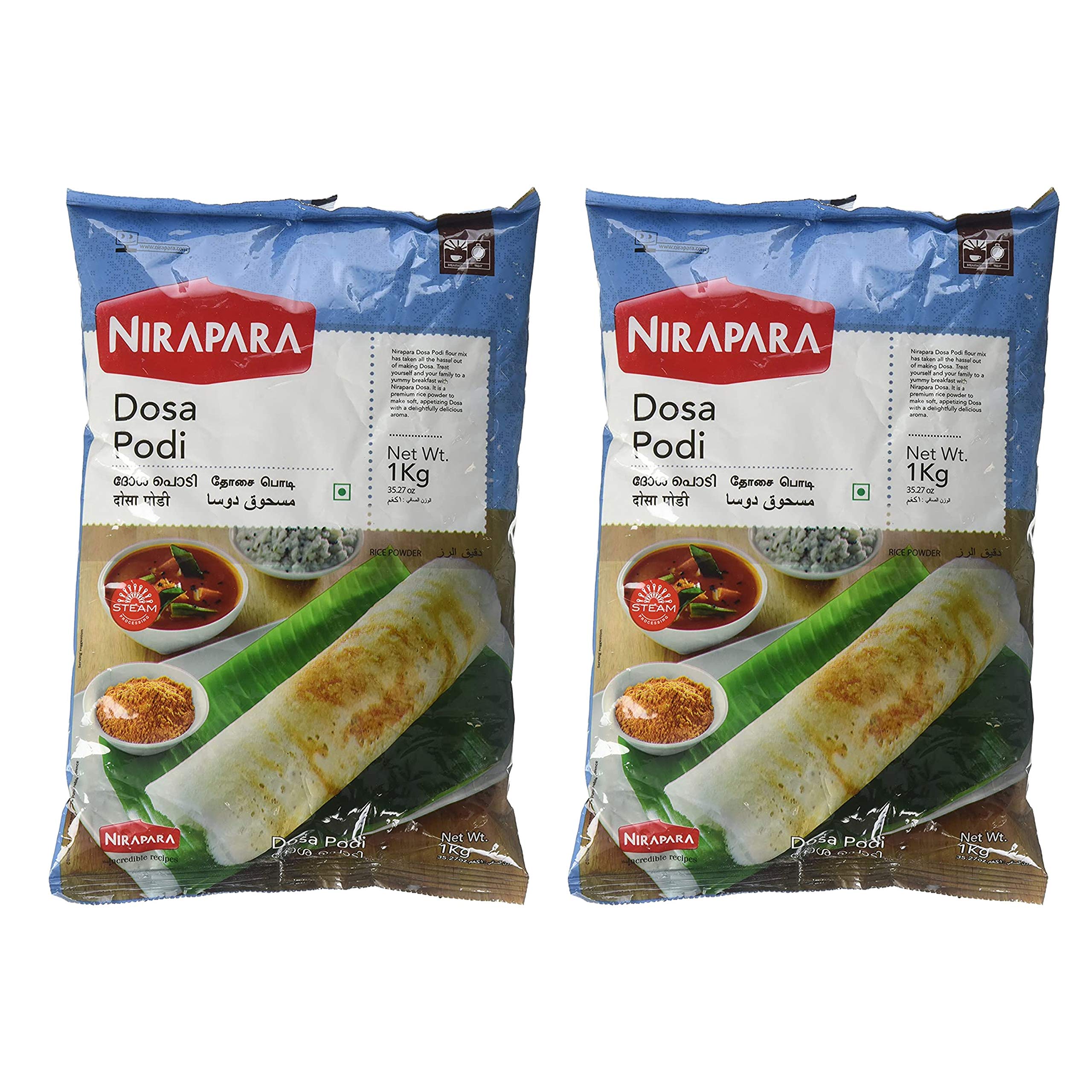 Nirapara Dosa Podi Indian Flour (2 Pack, Total of 2kg)