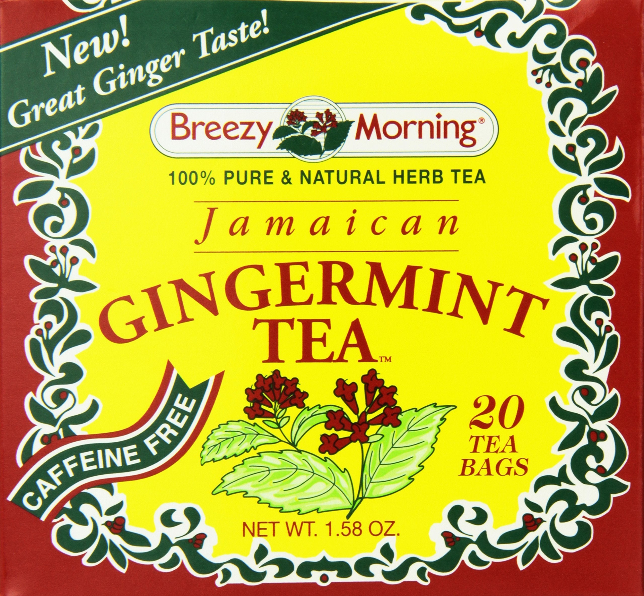 Breezy Morning Teas Jamaican Gingermint Tea Bags, 20 Count