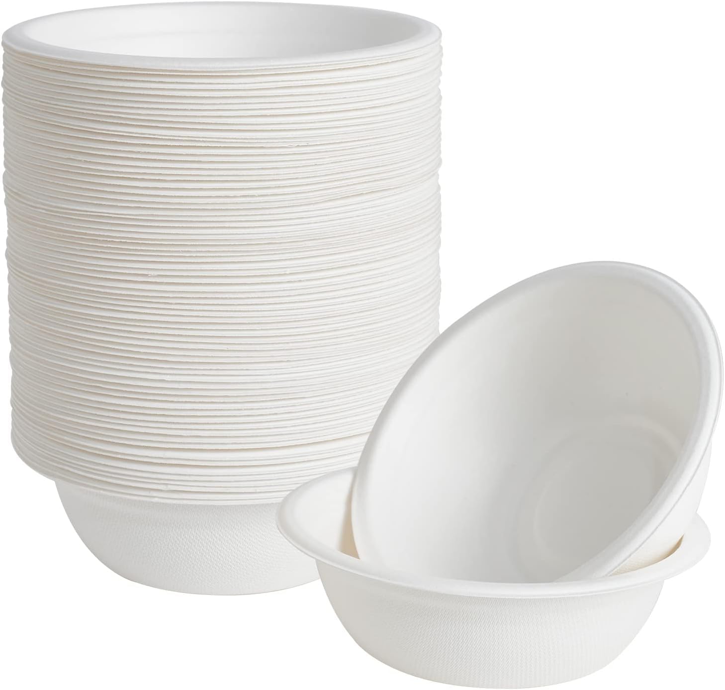 500 Pack 12 oz Paper Bowls, Disposable Compostable Bowls Heavy-Duty, Biodegradable Soup Bowls Made of Natural Bagasse, Eco-Friendly Sugarcane Bowls for Salad, Dessert, Milk, Cereals