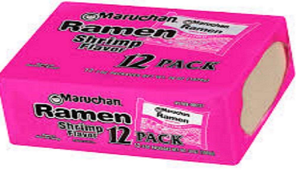 Maruchan Ramen Noodle Soup 12-3 oz. Packs Chicken Beef or Shrimp Flavors (Shrimp Flavor)