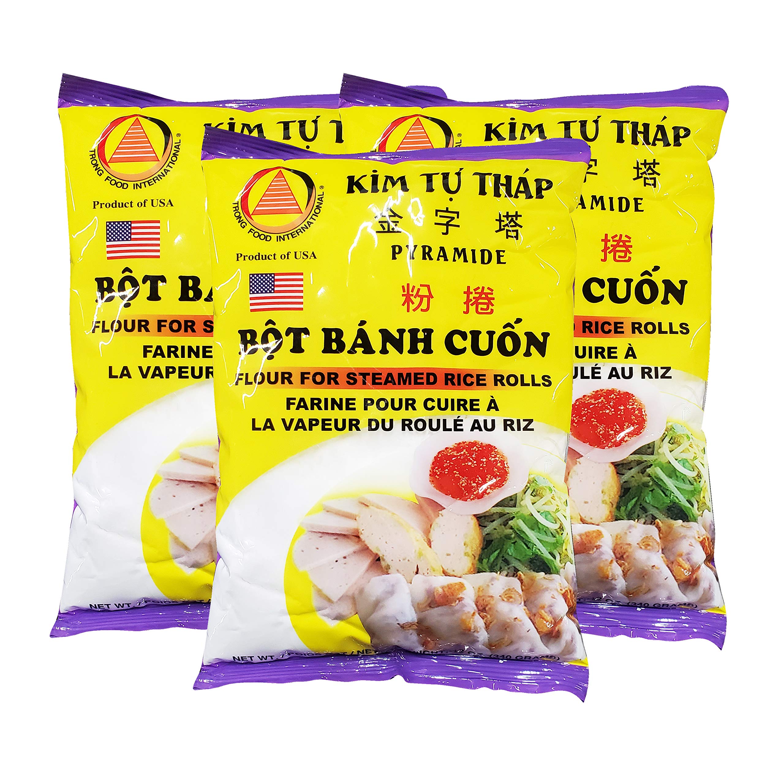 Kim Tu Thap Pyramide Bot Banh Cuon - Flour for Steamed Rice Rolls (3 Pack, Total of 36oz)