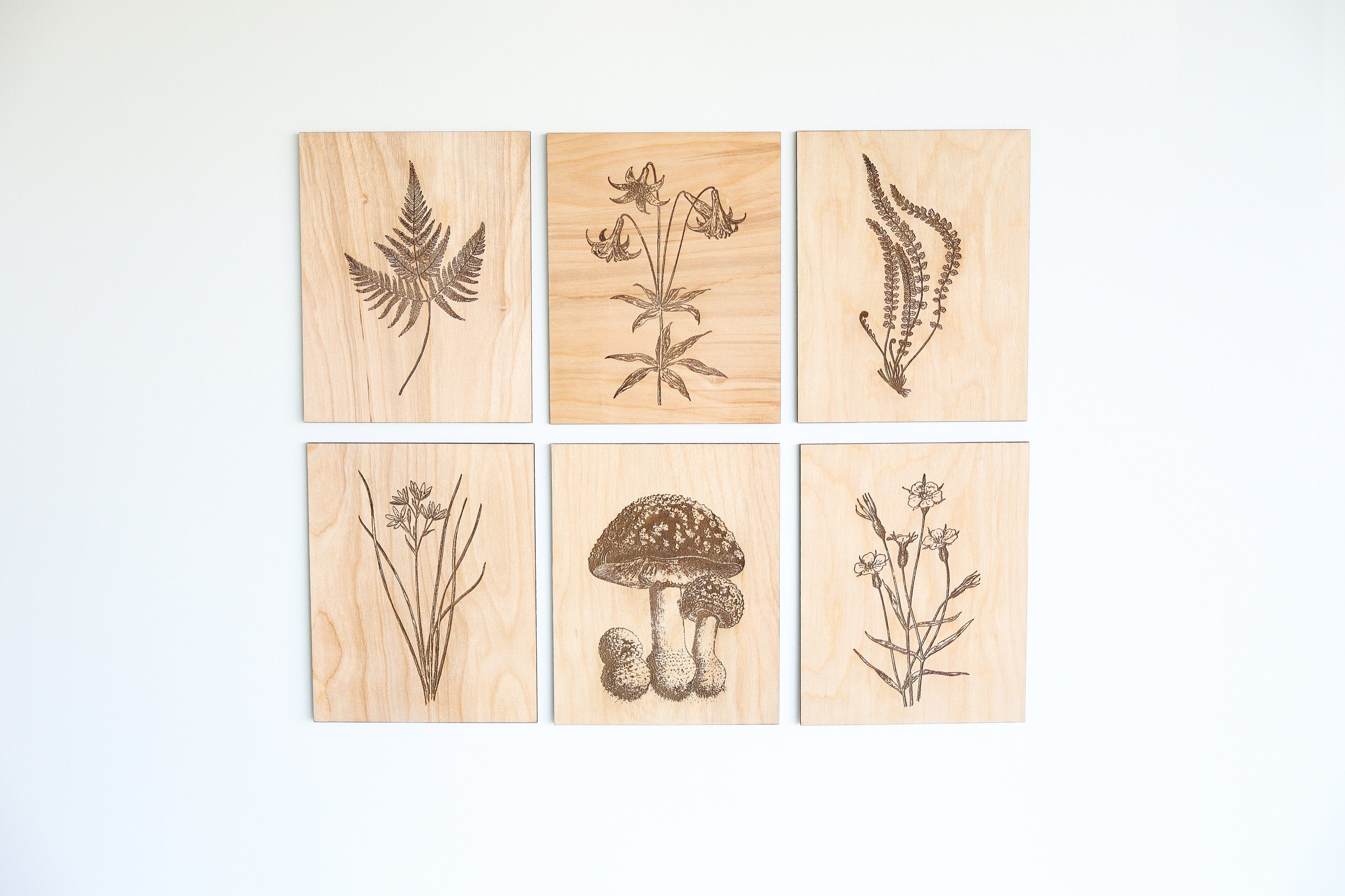 Wooden Mushroom Panel Wall Art