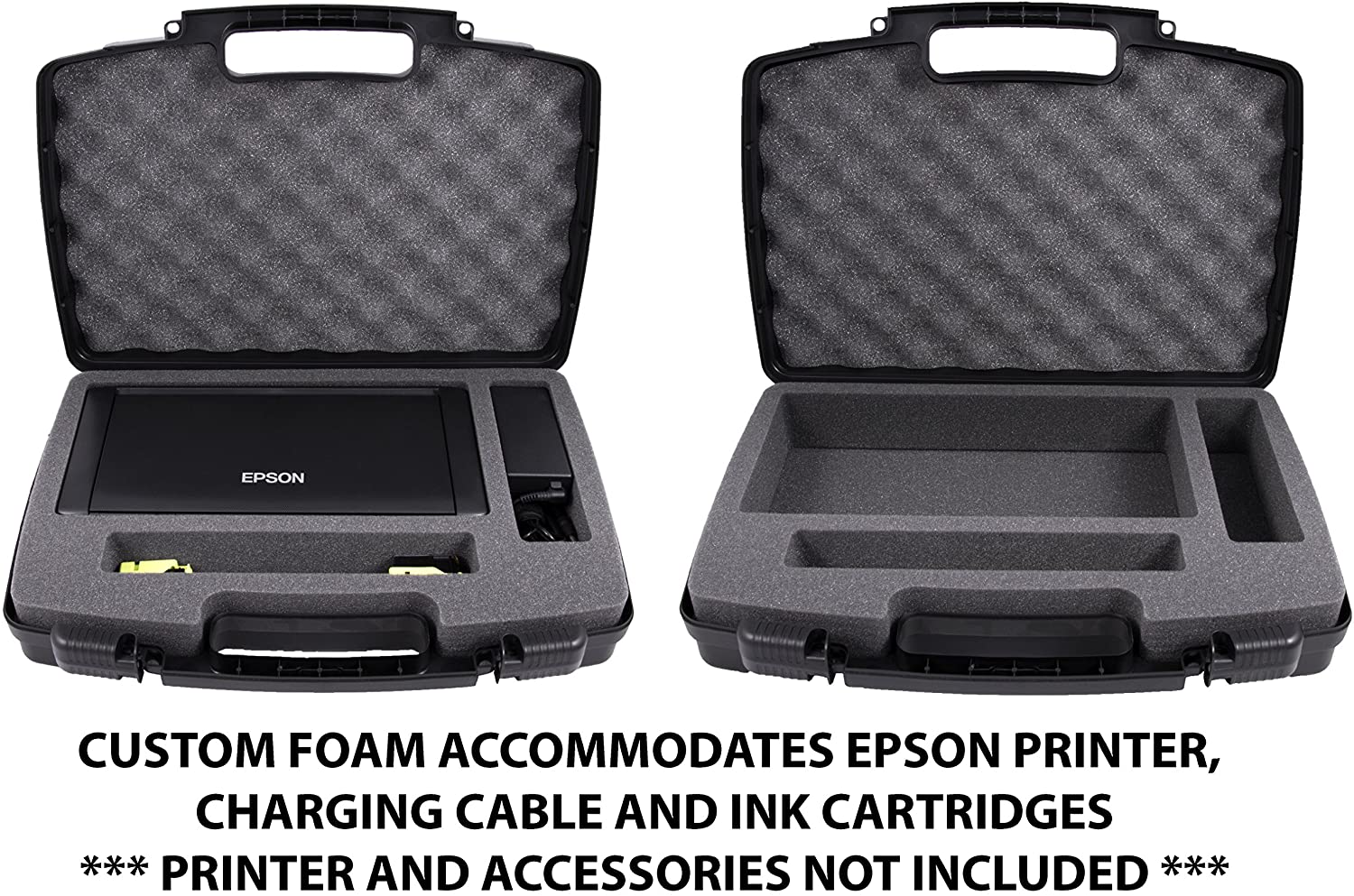 CASEMATIX Travel Case Compatible with Epson WF-100 and WF-110 Wireless Mobile Printer, Ink Cartridges, Power Adapter, Cables
