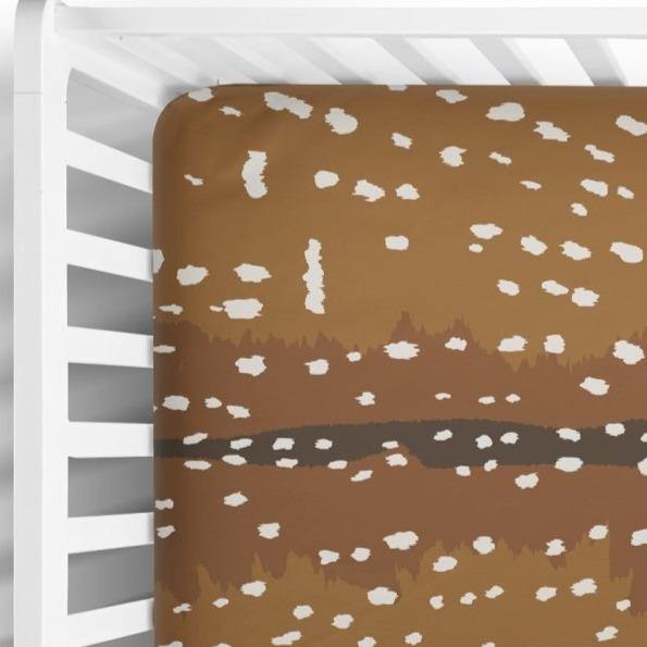 Fitted Crib Sheets in Brown Fawn Print