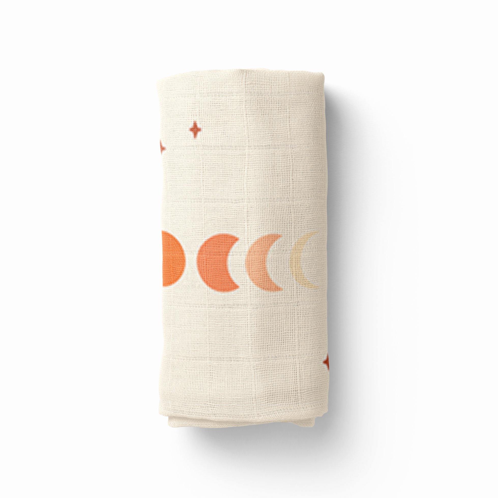 Stretchy Baby Swaddle Blanket in Moon Phases Print