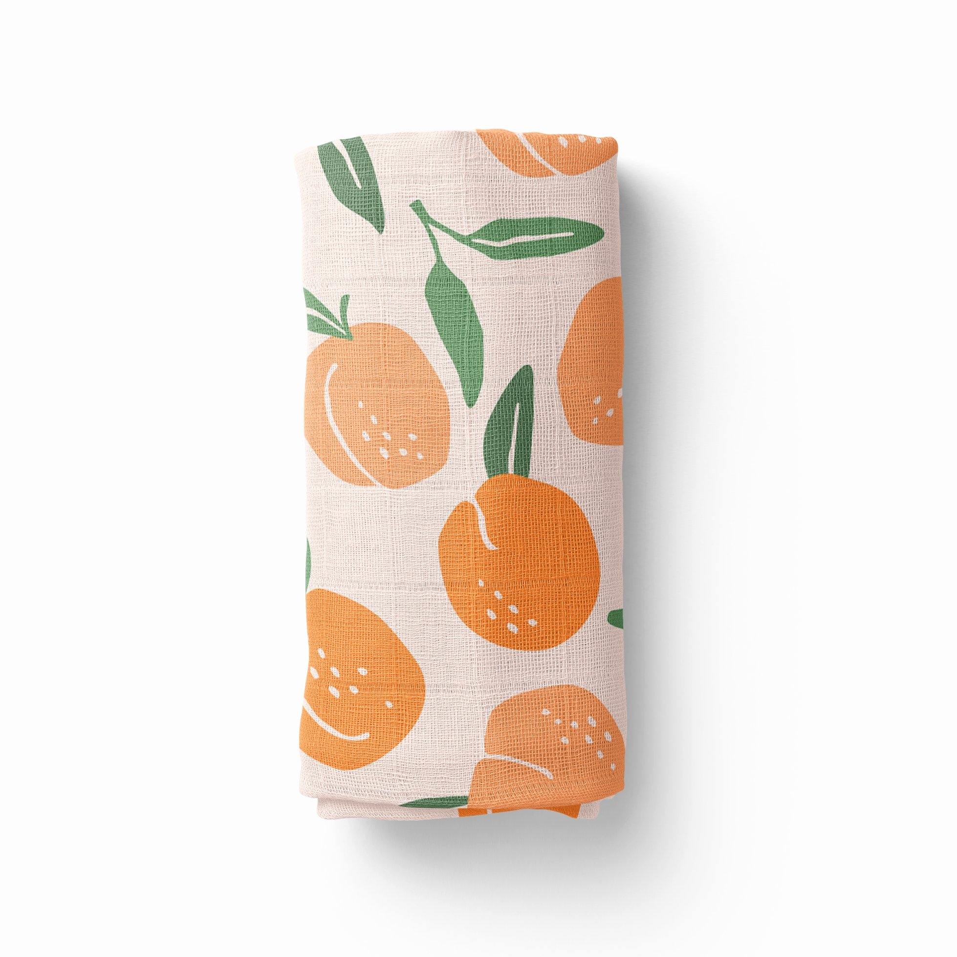 Stretchy Baby Swaddle Blanket in Fresh Peaches Print