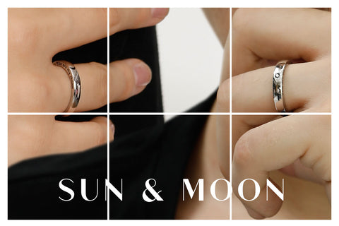 totwoo Sun&Moon Adjustable Silver Couple Rings