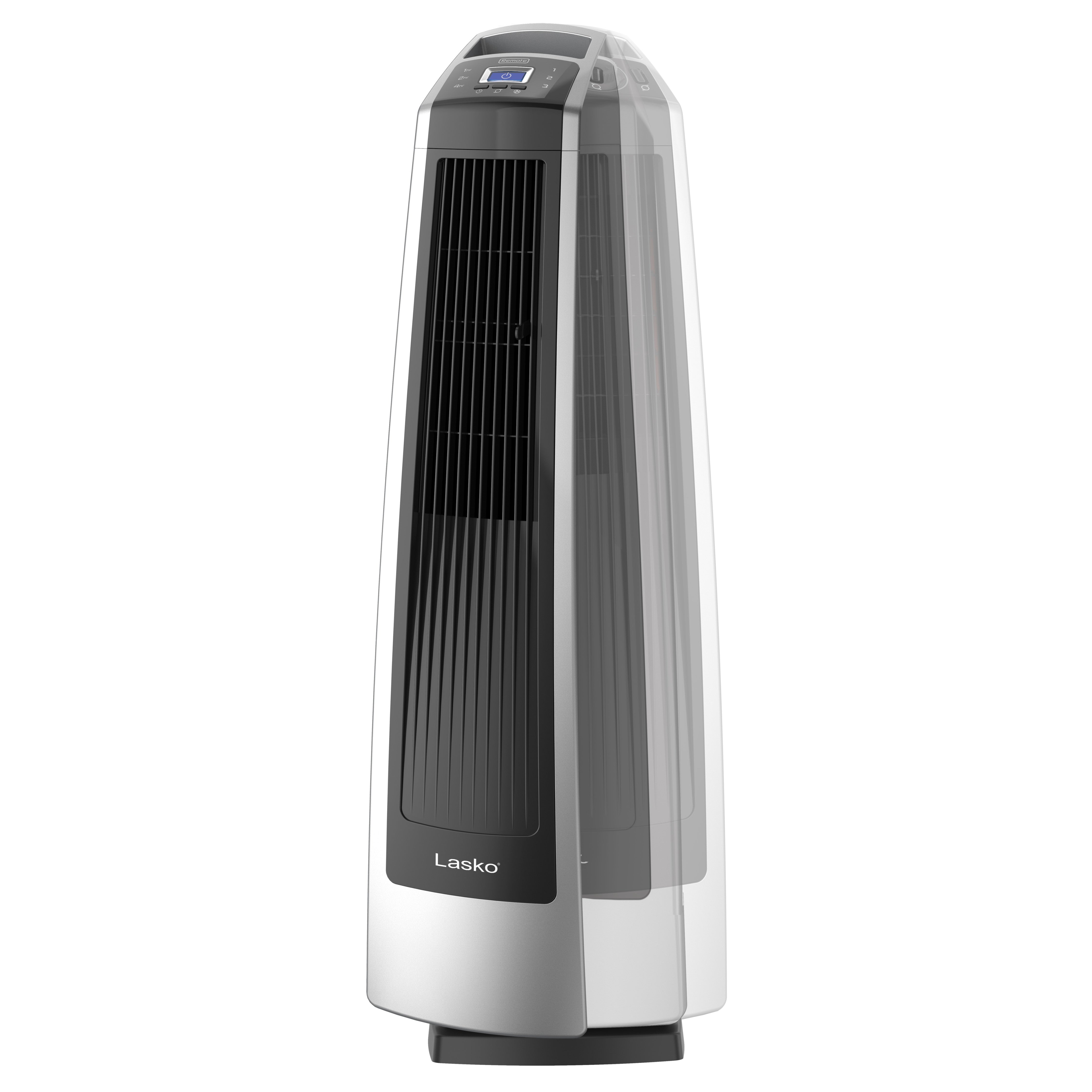 Lasko High Velocity Tower Fan with Remote Control, U35115, Silver/Black