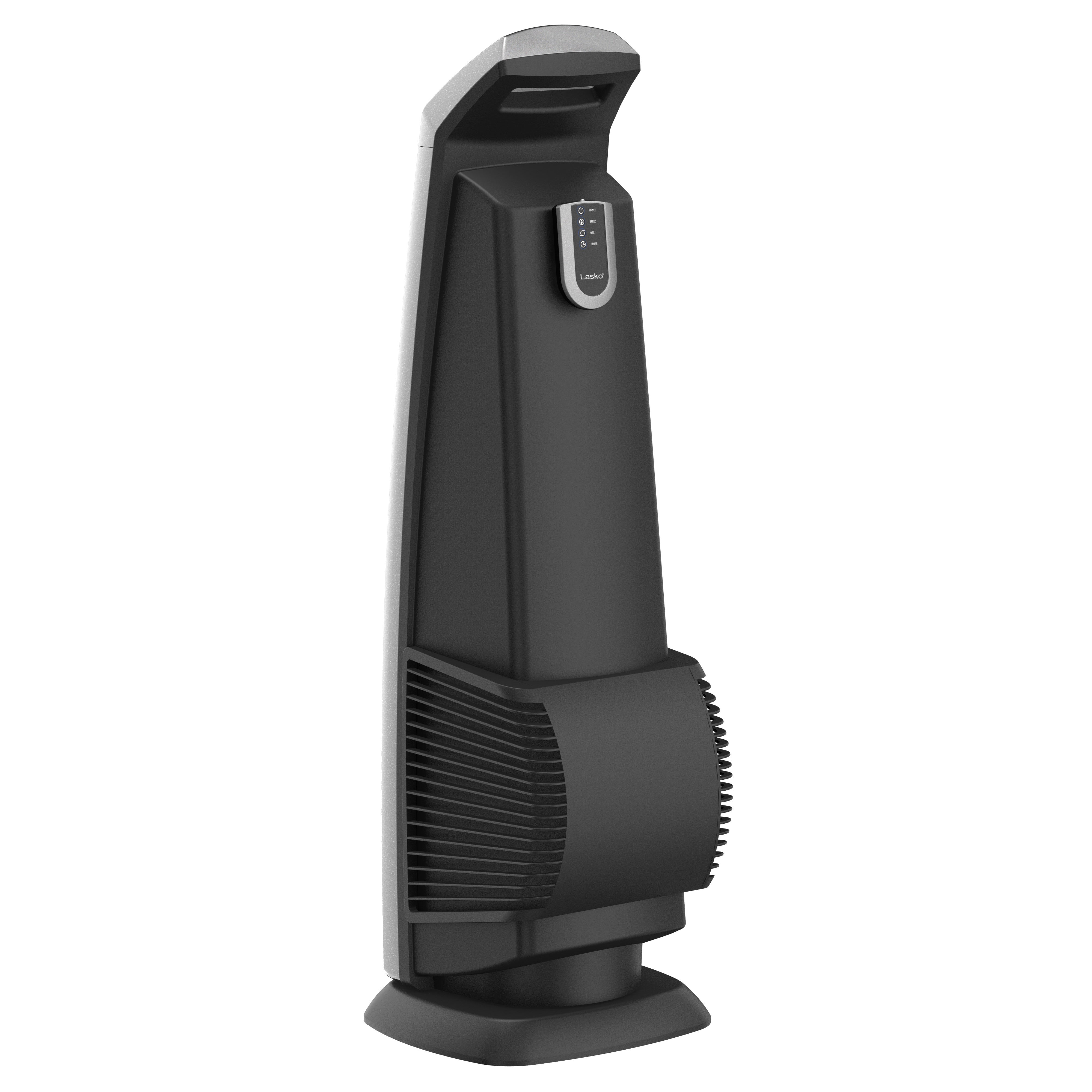 Lasko High Velocity Tower Fan with Remote Control, U35115, Silver/Black