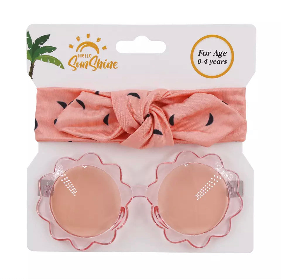 HELLO SUNSHINE Baby and Toddler Girl Flower Sunglasses with Headband