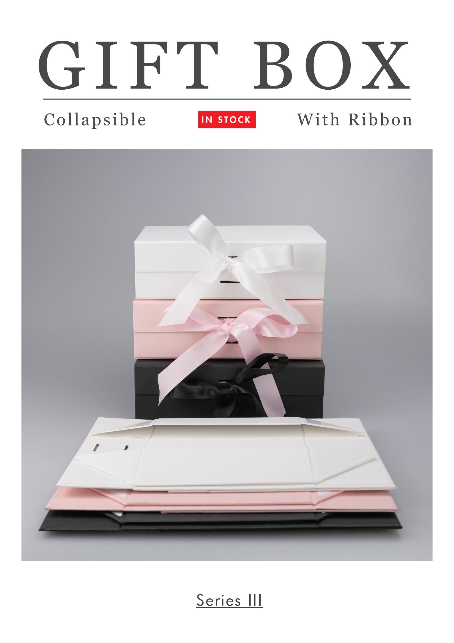 Collapsible gift box with ribbon in stock
