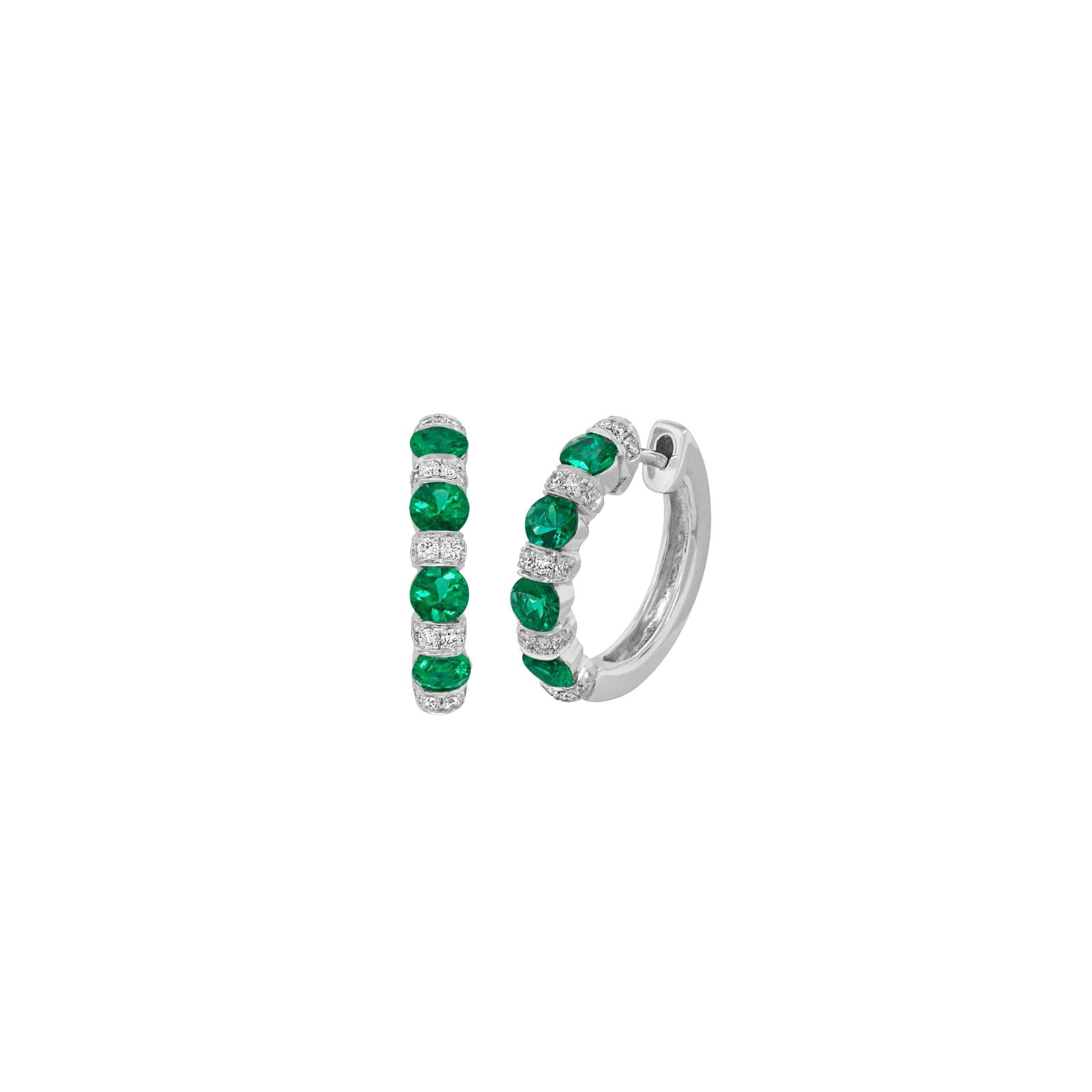 Emerald Diamond Hoop Earrings