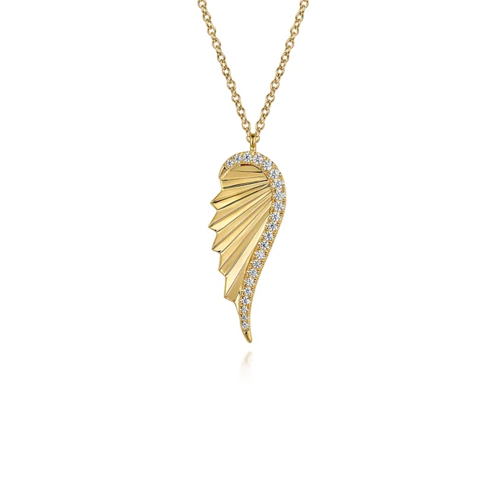 Gabriel & Co. Gold Diamond Cut Wing Shape Pendant Necklace