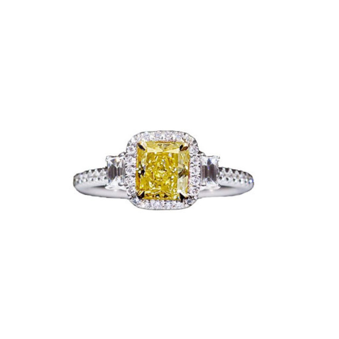 Platinum Yellow Diamond Ring