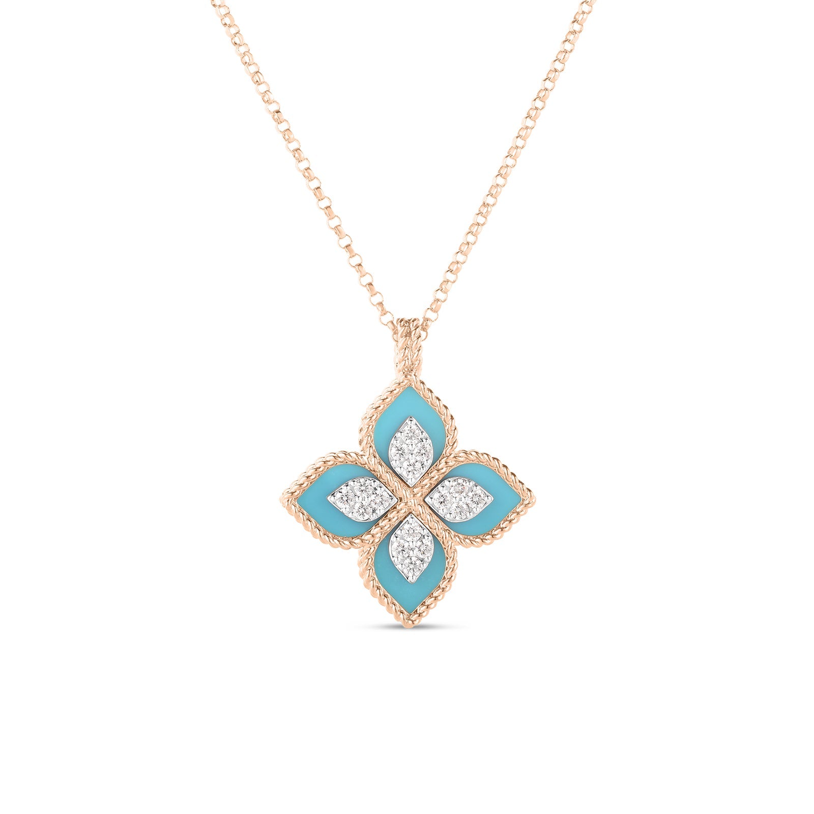 Roberto Coin Venetian Princess Diamond & Turquoise Flower Necklaces