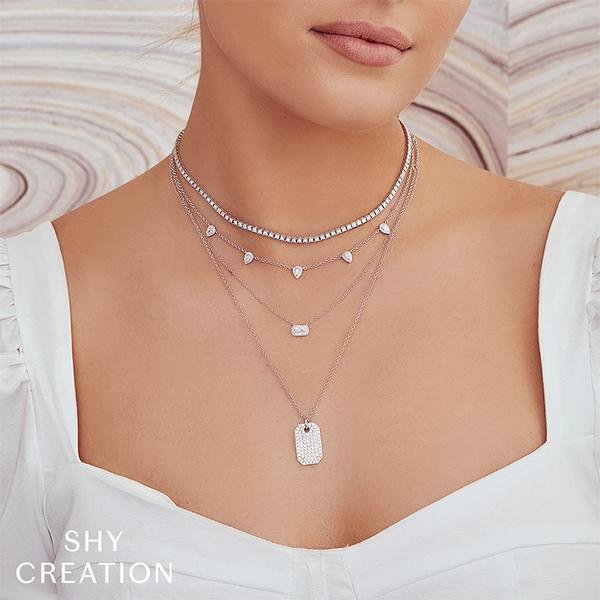 Shy Creation Diamond Tennis Necklace