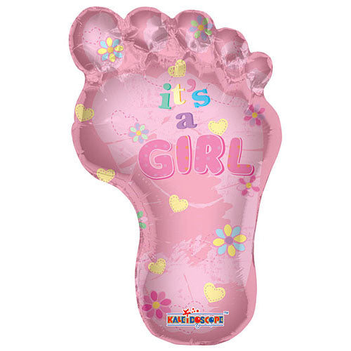 (Closeout) Baby Girl Footprints Balloons 36