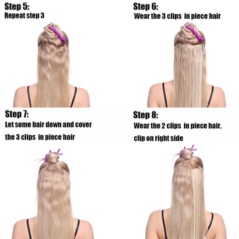 How to wear the clips in hair extensions-step two