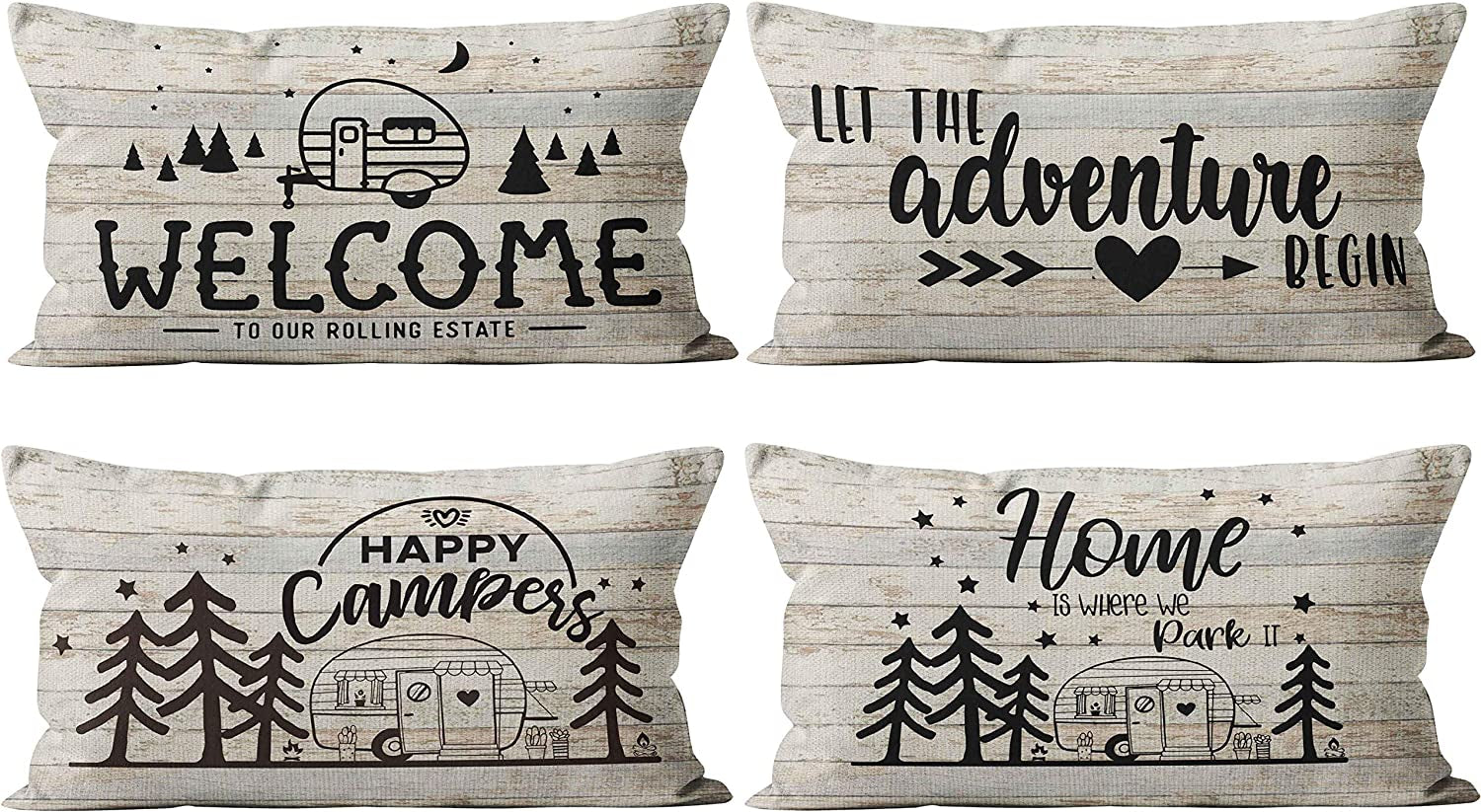 Set of 4 Camper Decor Pillows