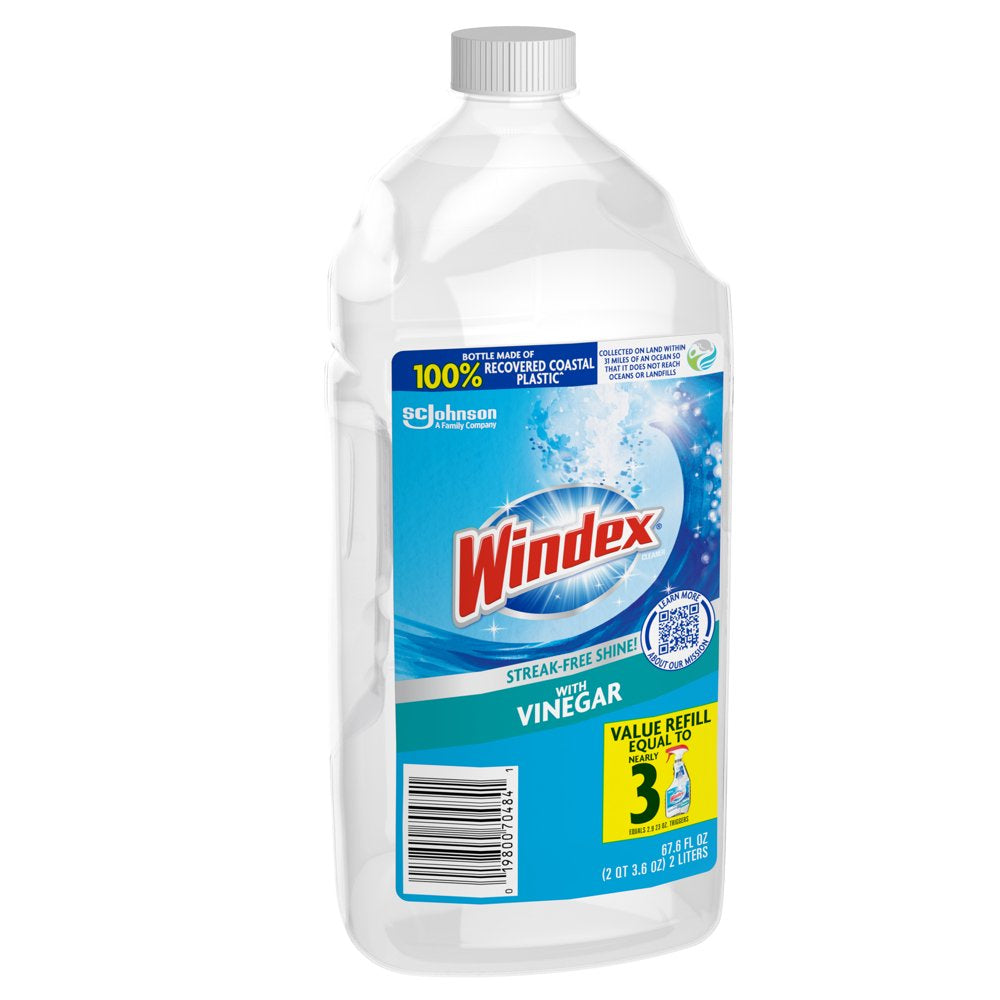 Windex? with Vinegar Glass Cleaner, Refill Bottle, 67.6 Fl Oz