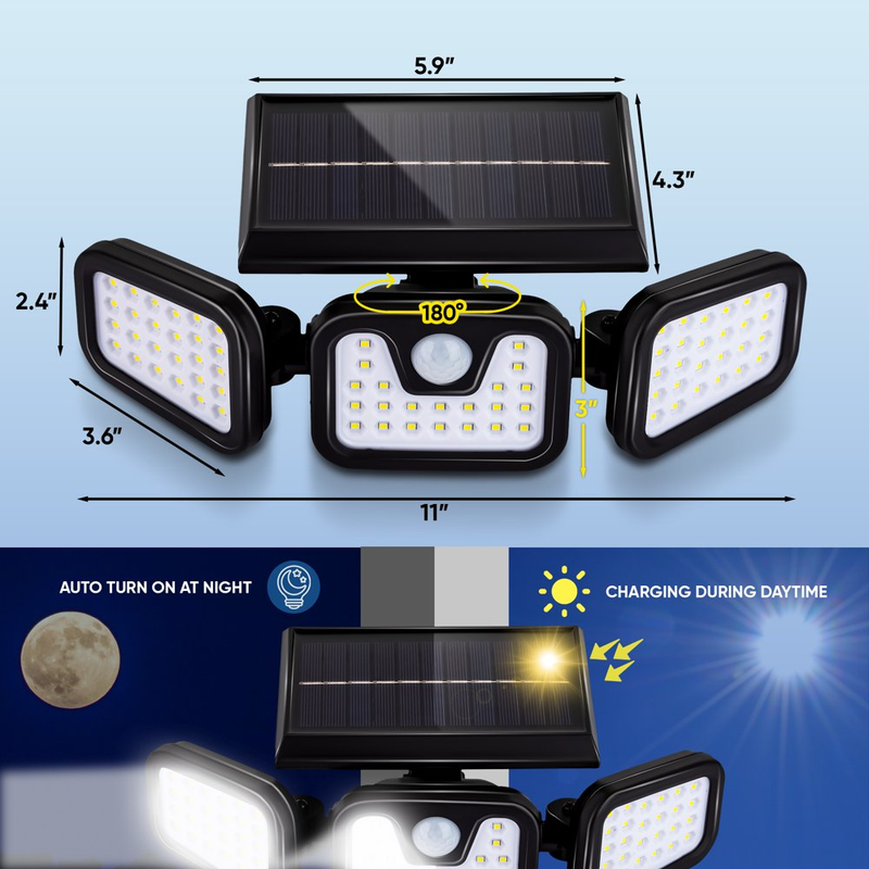 2 Pack Solar Motion Sensor Outdoor Lights with High Brightness 74 LEDS