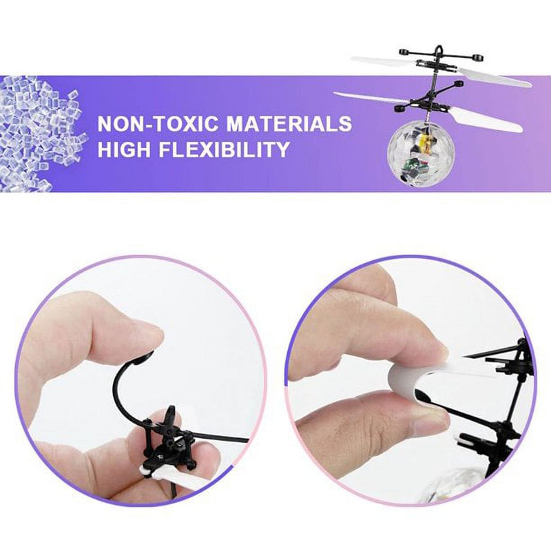 2 Pack Flying Ball - Rechargeable Hand Controlled RC Helicopter Drones Built-In Shining LED Lighting