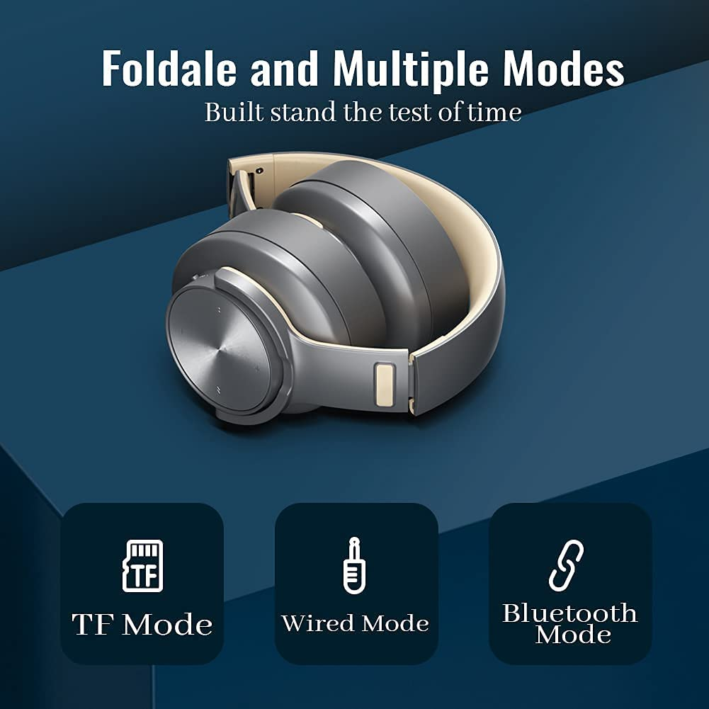 Bluetooth Headphone Over-Ear Headset Wireless 5.0 Audio 40H Playtime Foldable with Touch Control and Mic