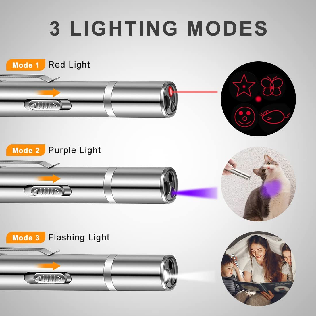 Cat Laser Pointer Toys, USB Recharge LED Light Red Dot Pointer  cat toy dog toy