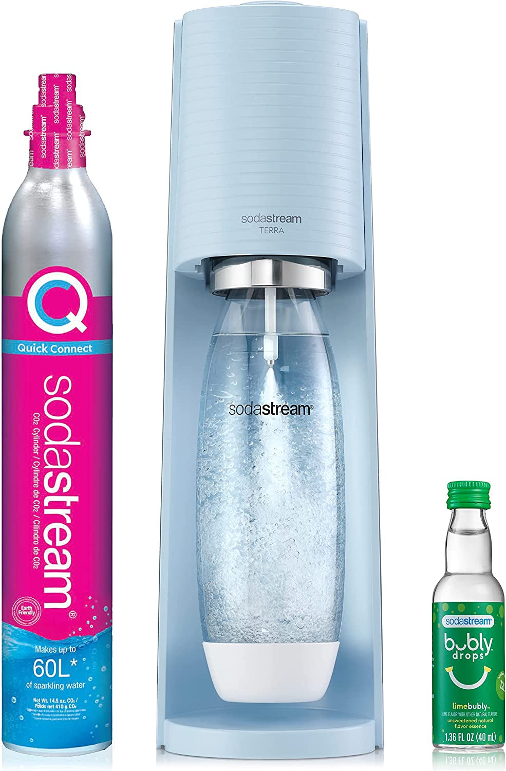 SodaStream Terra Sparkling Water Maker (Black) with CO2, DWS Bottle and Bubly Drop