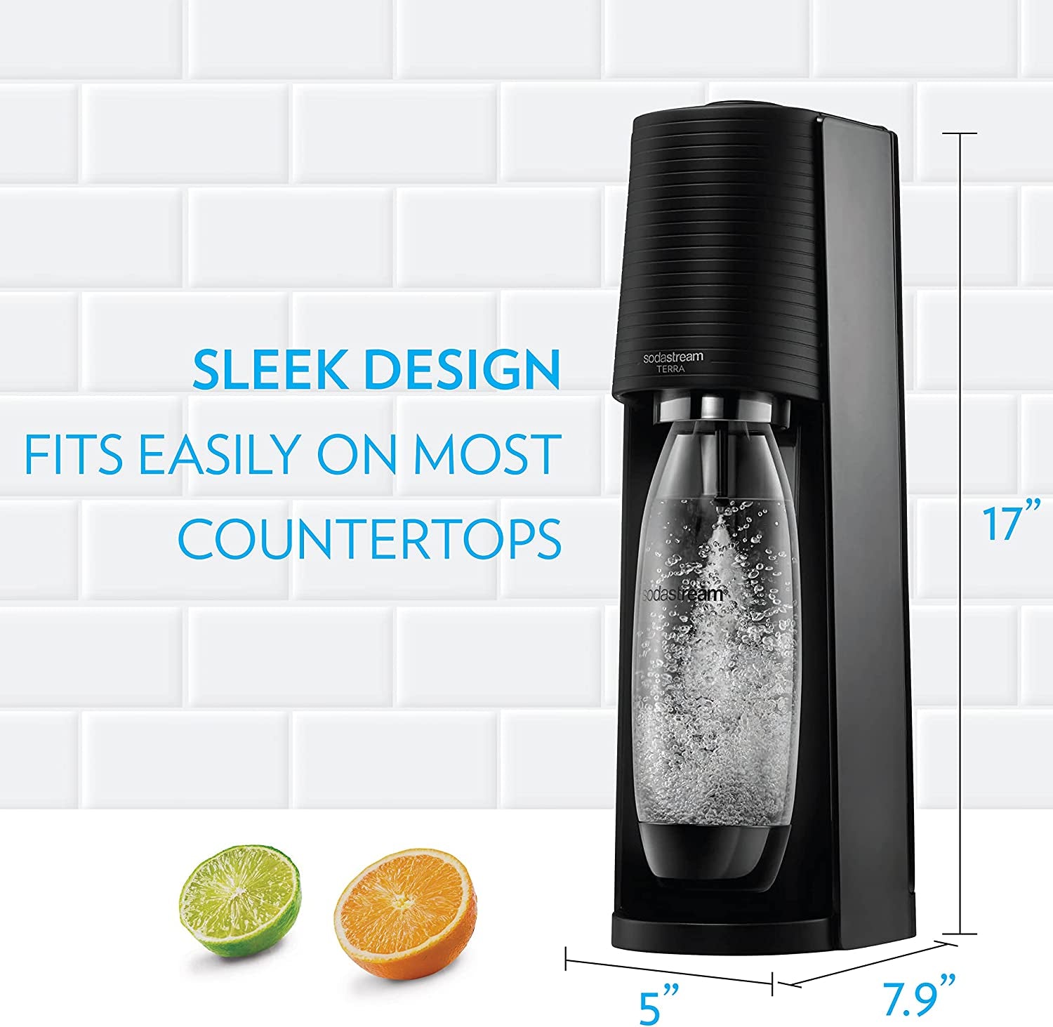 SodaStream Terra Sparkling Water Maker (Black) with CO2, DWS Bottle and Bubly Drop