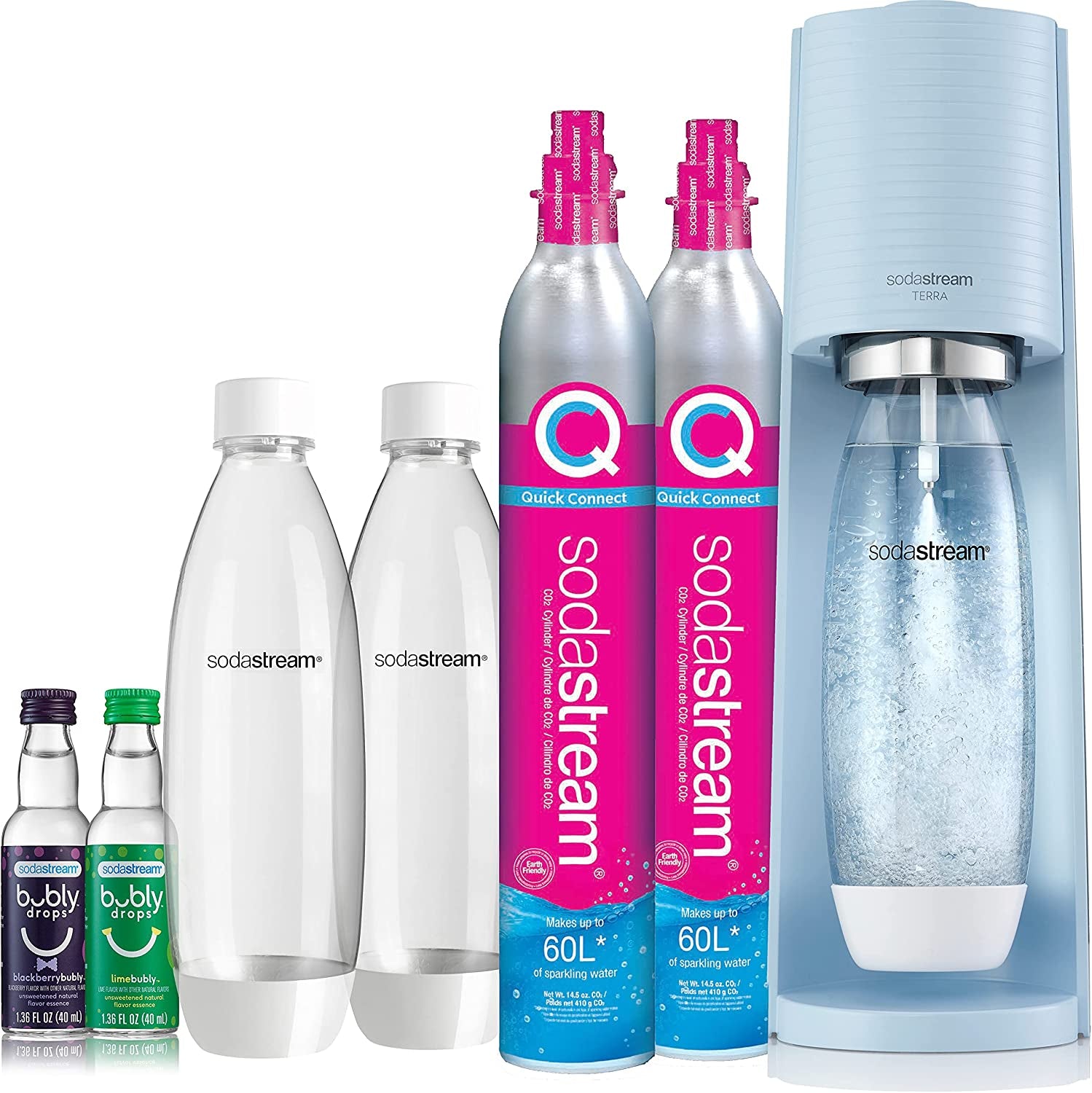 SodaStream Terra Sparkling Water Maker (Black) with CO2, DWS Bottle and Bubly Drop