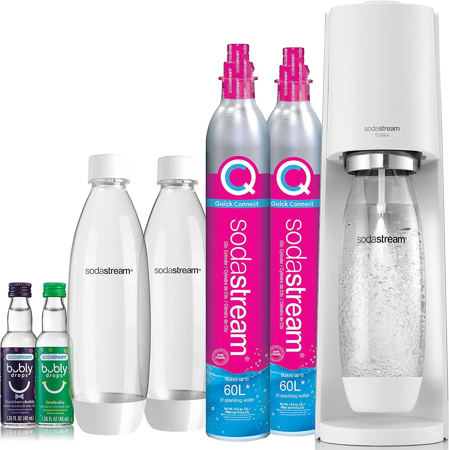 SodaStream Terra Sparkling Water Maker (Black) with CO2, DWS Bottle and Bubly Drop