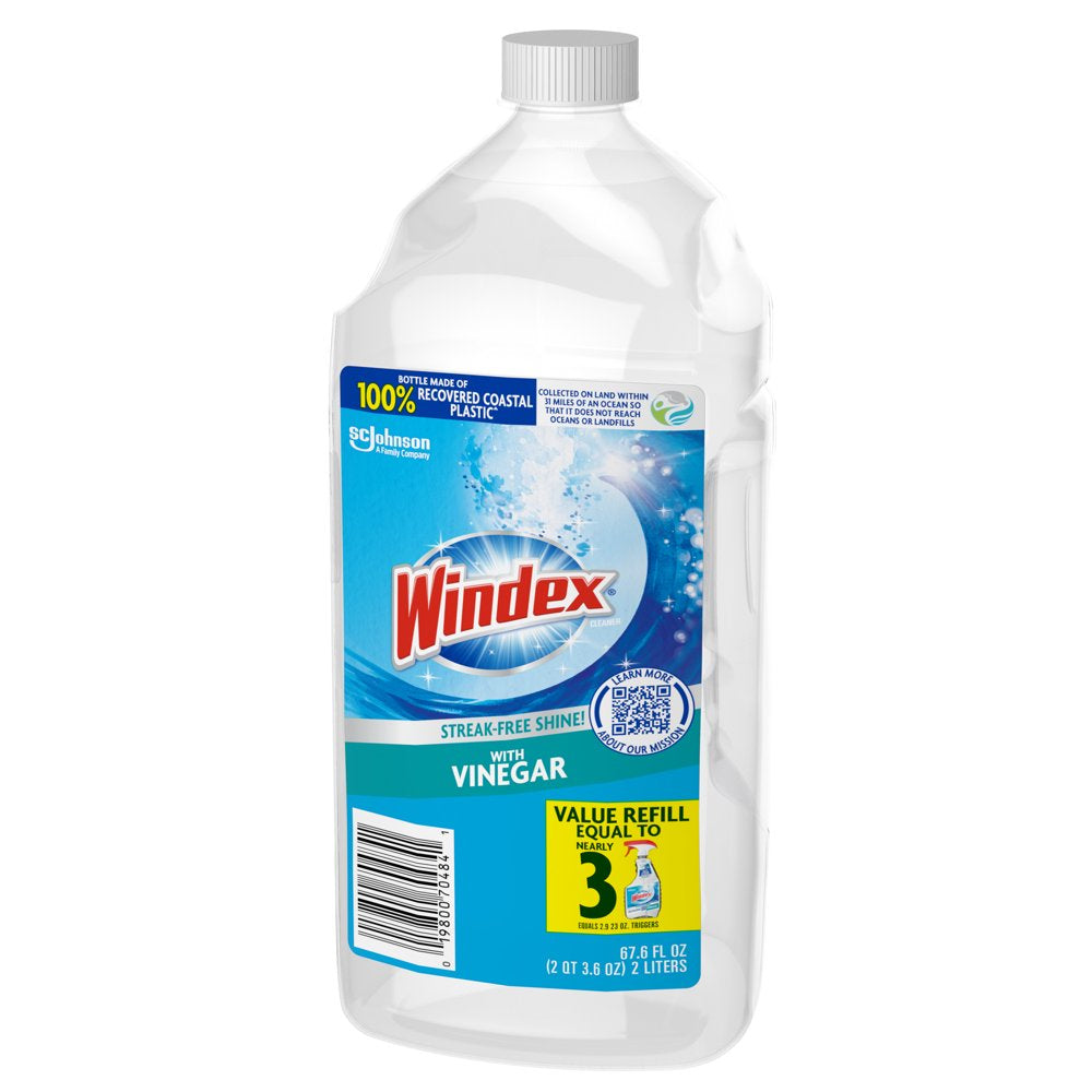 Windex? with Vinegar Glass Cleaner, Refill Bottle, 67.6 Fl Oz