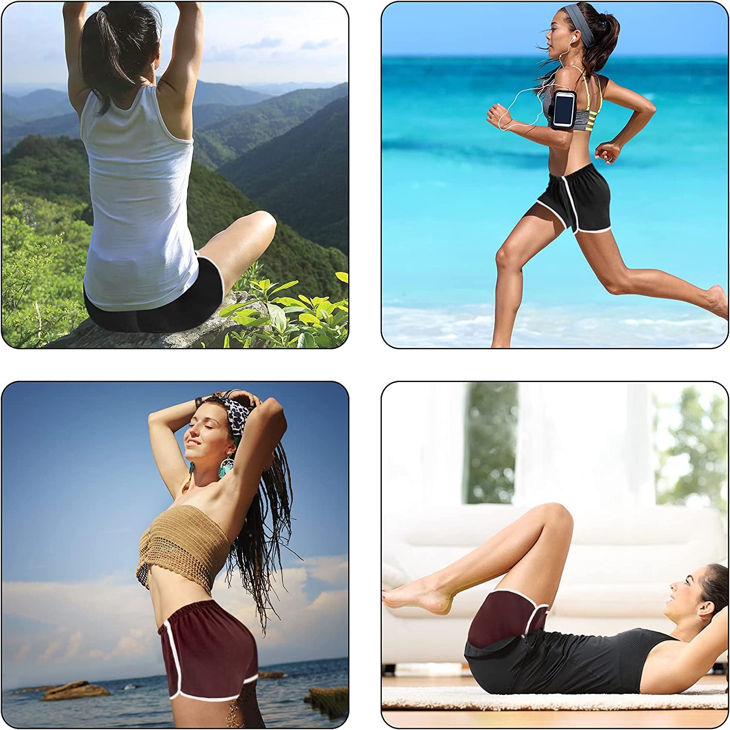 5 Pack Cotton Sports Shorts Yoga Short Pants Summer Running Athletic Shorts for Women